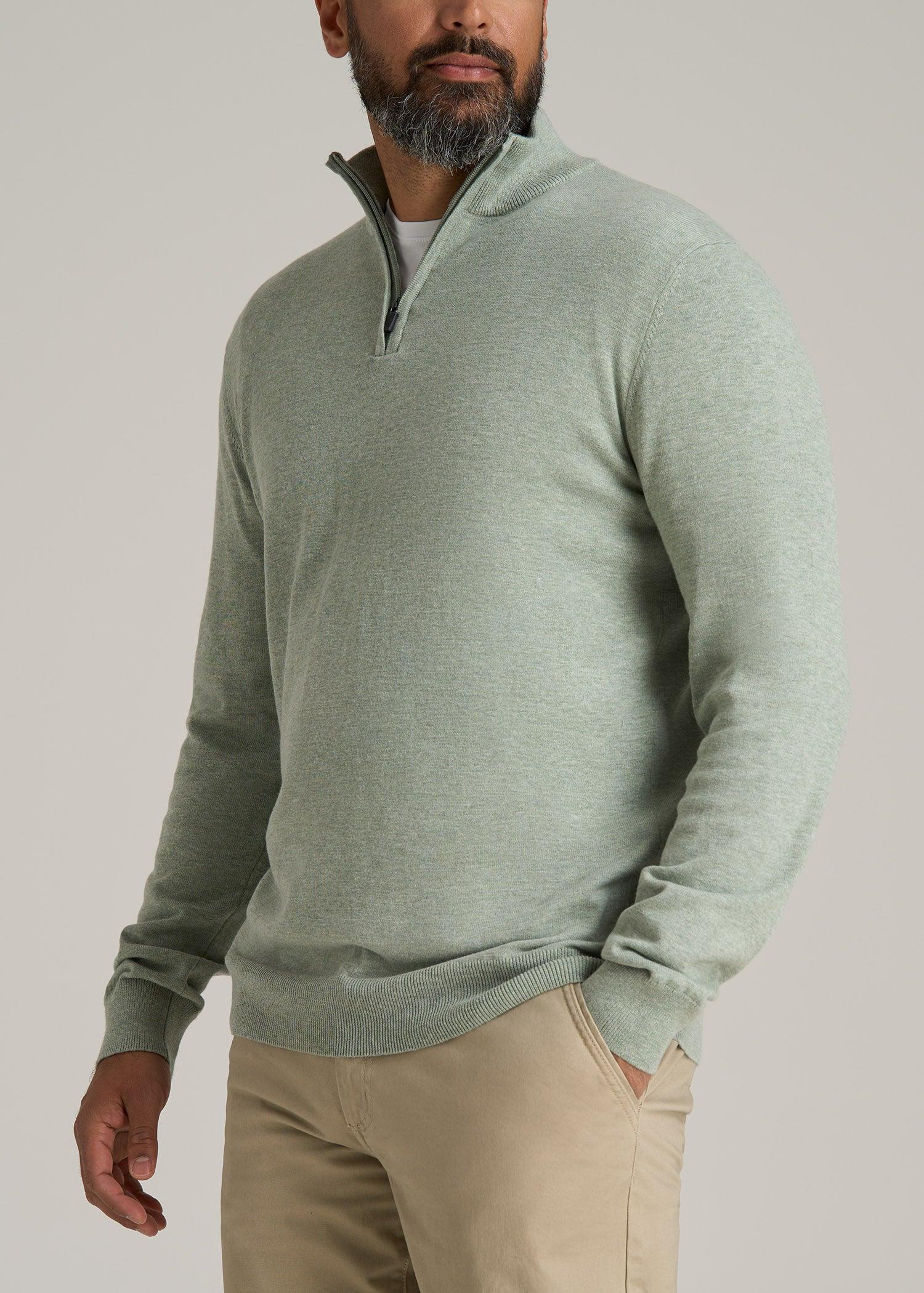 Everyday Quarter-Zip Tall Men's Sweater in Seagrass Product Image