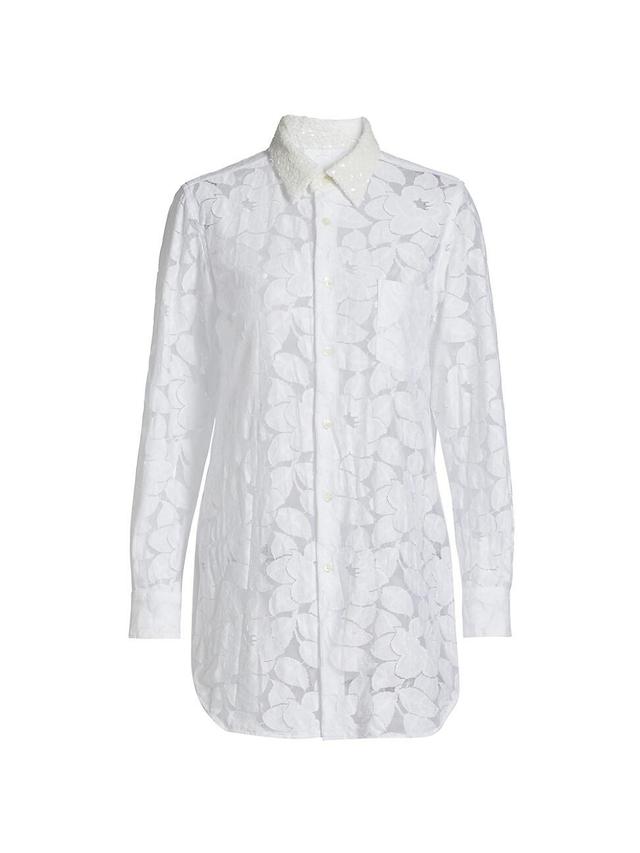 Womens Floral Cotton-Blend Blouse Product Image