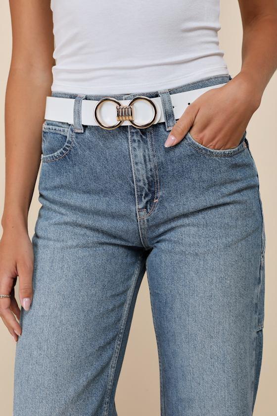 Chic Touch White Double Buckle Belt Product Image