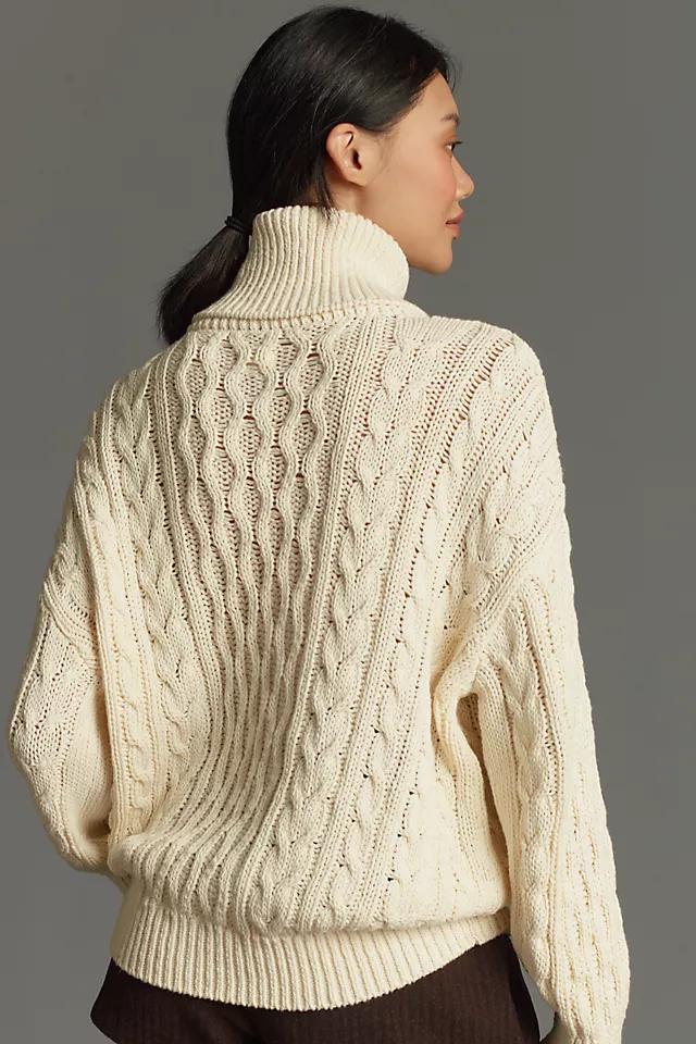 Pilcro Oversized Turtleneck Cable Sweater Product Image