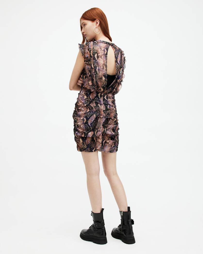 Hali Tahoe Snake Print Ruffle Mini Dress Product Image