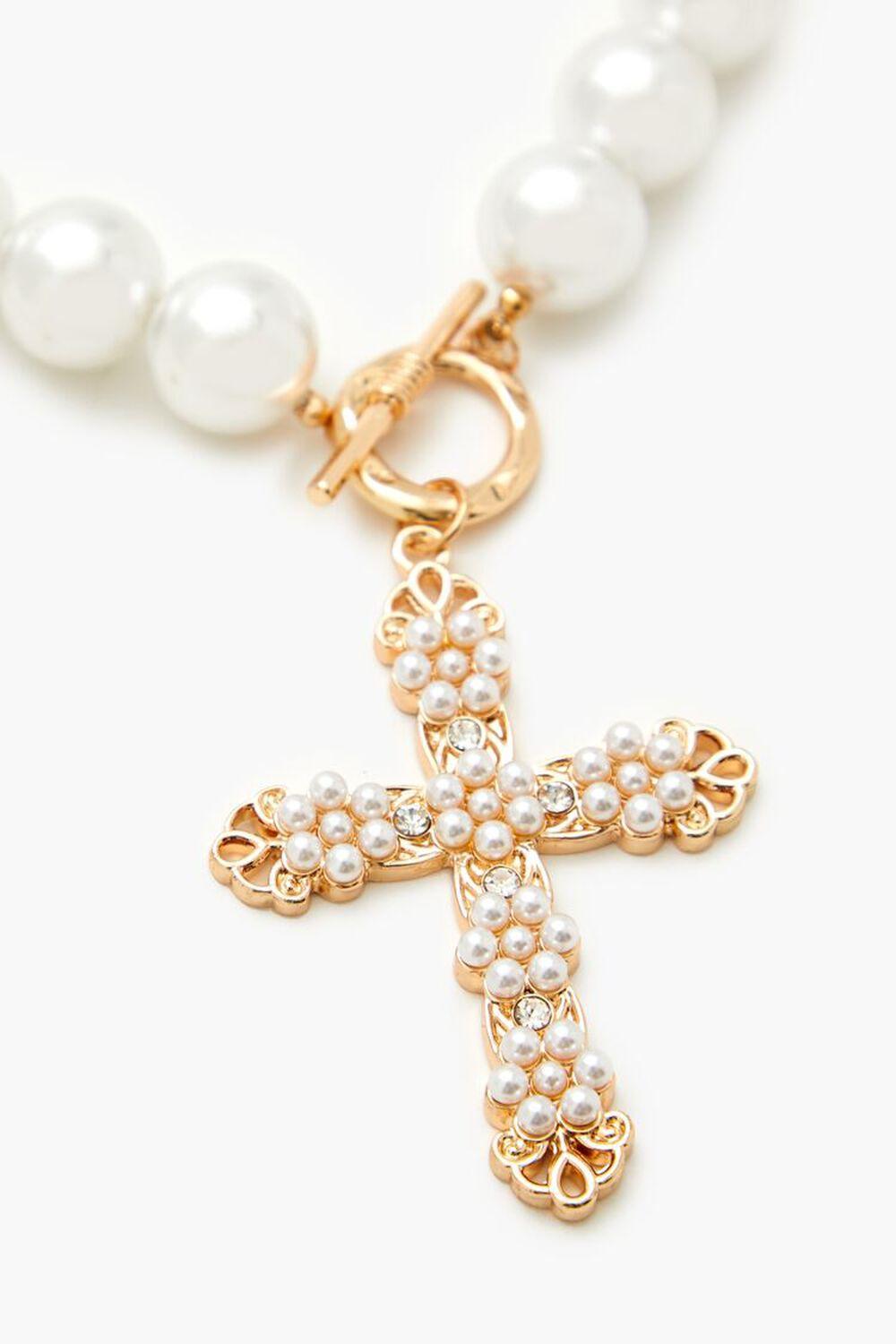 Faux Pearl Cross Necklace Set | Forever 21 Product Image