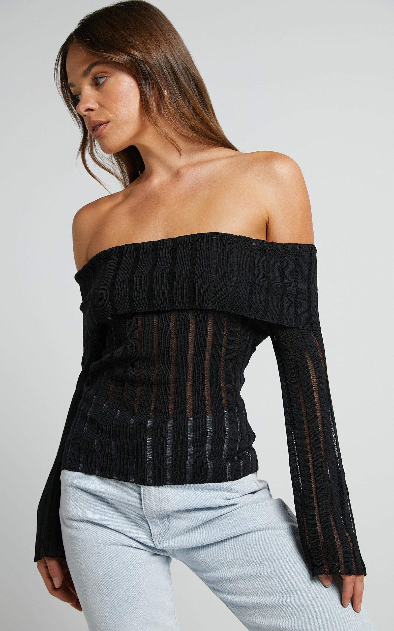 Kailah Top - Off the Shoulder Knit Top in Black Product Image