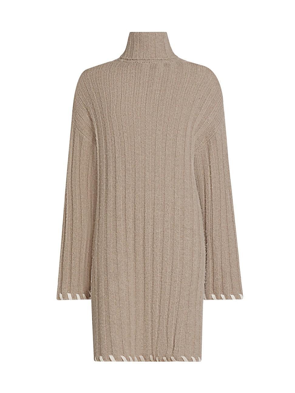 Womens Wool-Cashmere Knit Turtleneck Minidress product image