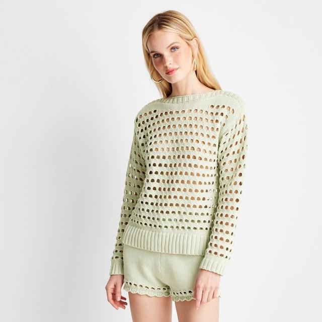 Womens Crewneck Open Stitch Sweater - Future Collective with Jenee Naylor Light Product Image