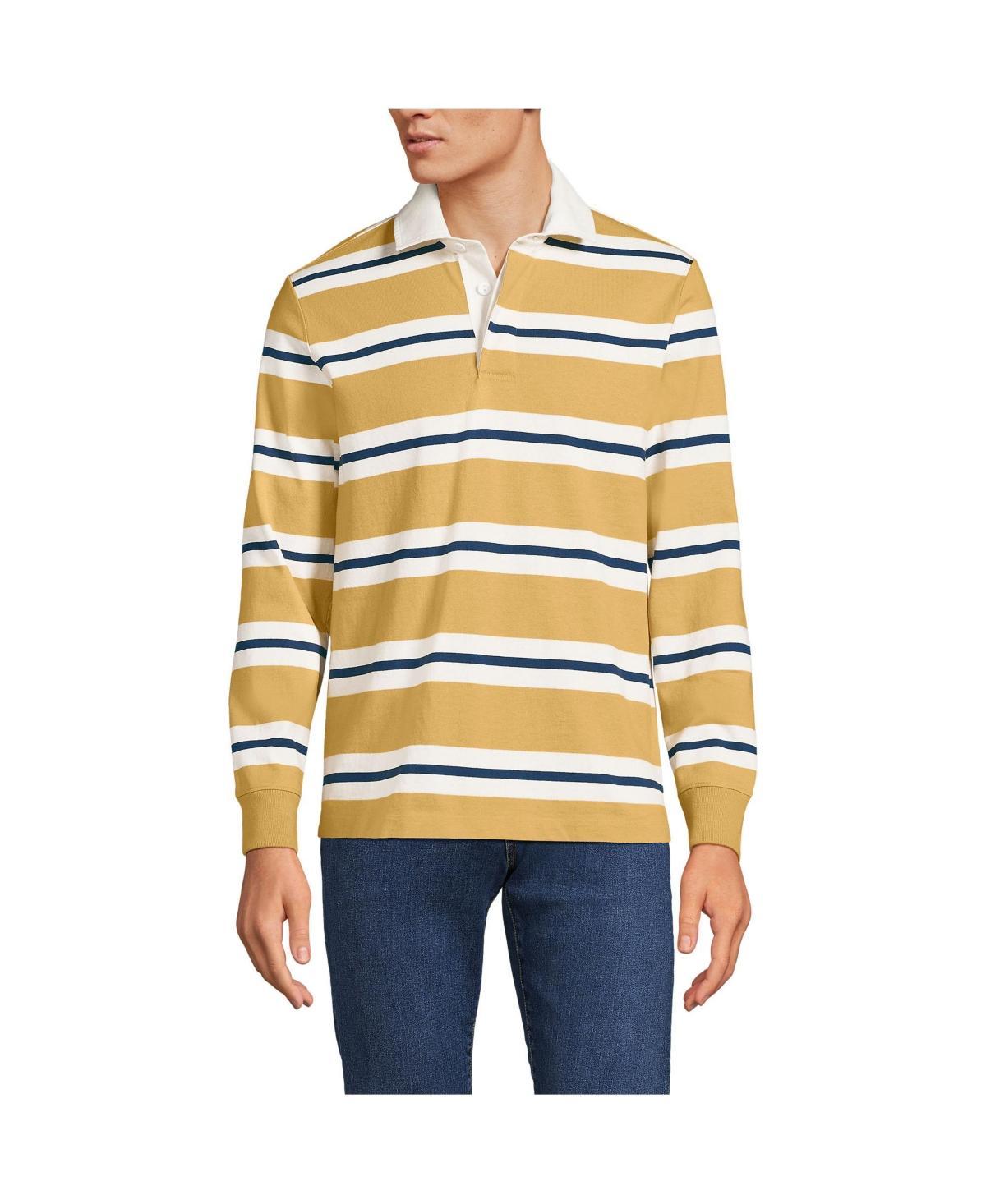 Lands End Mens Long Sleeve Stripe Rugby Shirt - Ivory Product Image