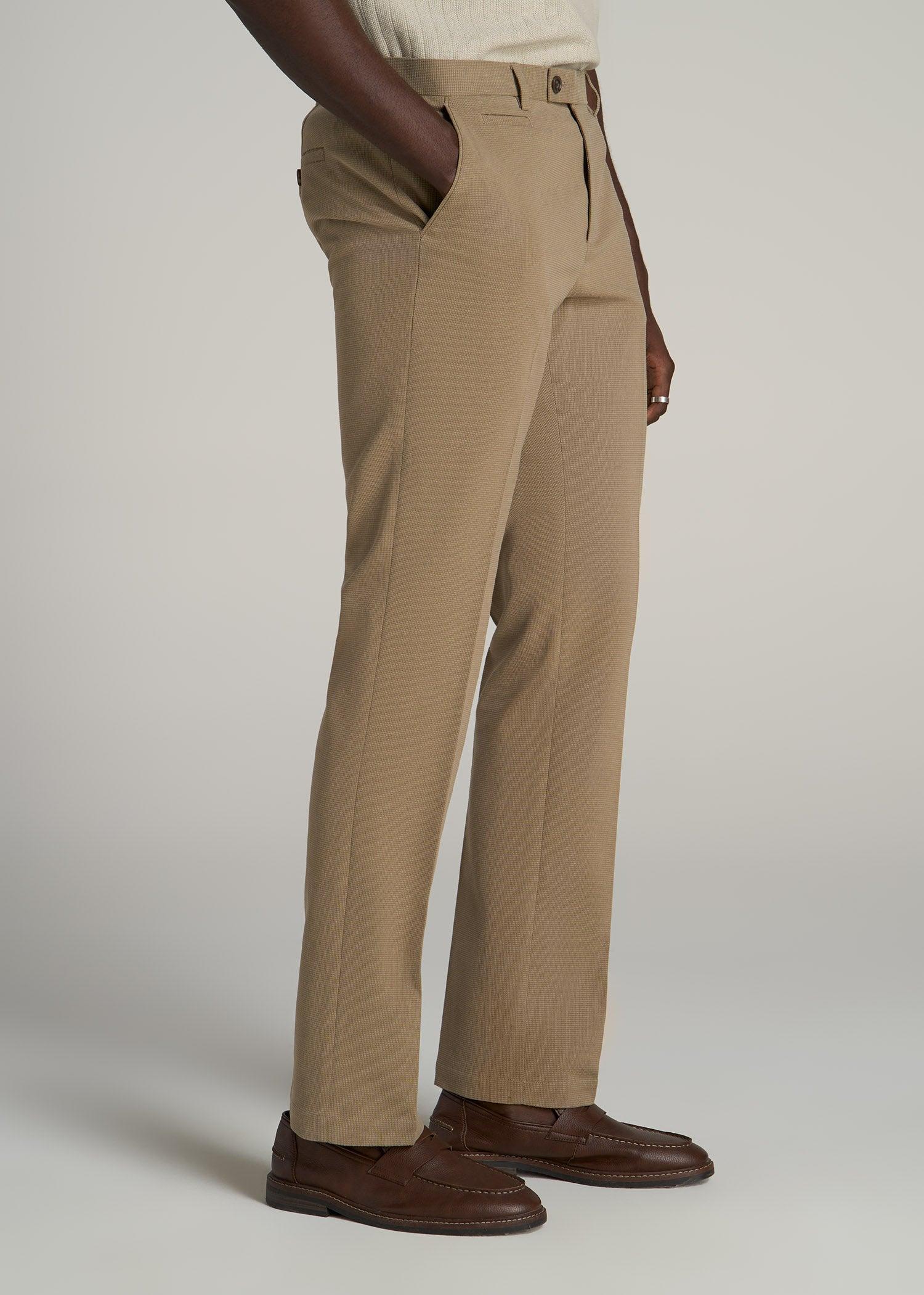 Garment Washed Stretch Chino Suit Pants for Tall Men in Desert Khaki Product Image