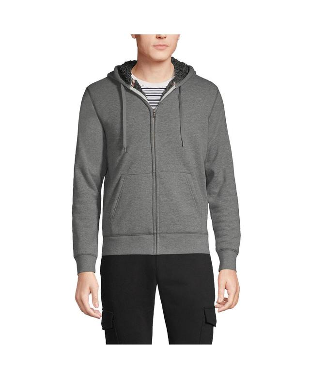 Big & Tall Lands End Serious Sweats Full-Zip Sherpa Hoodie, Mens Radiant Blue Product Image