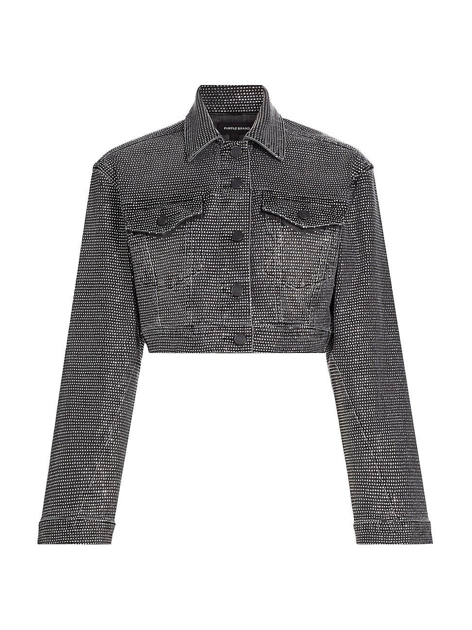 Womens Embellished Denim Crop Jacket product image