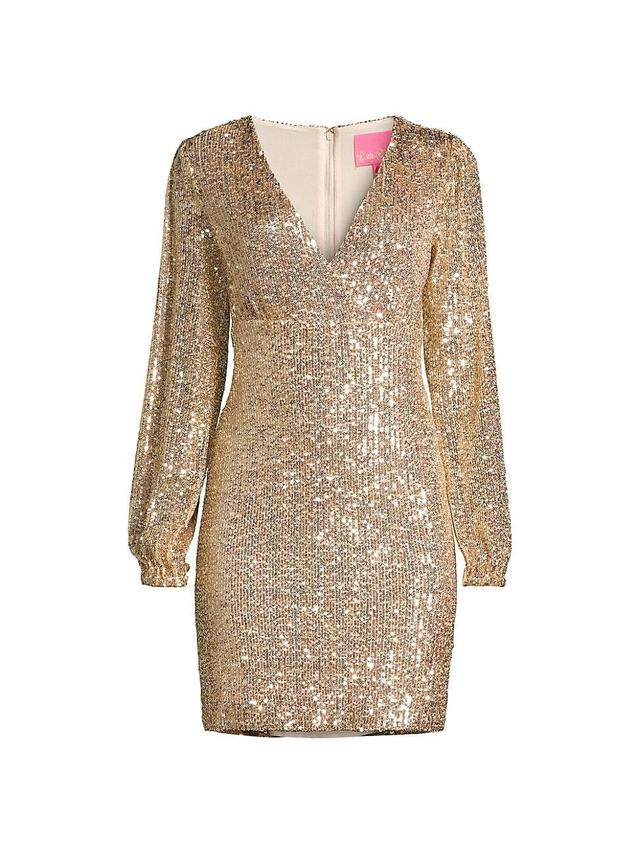 Womens Reagan Sequin Long-Sleeve Minidress Product Image