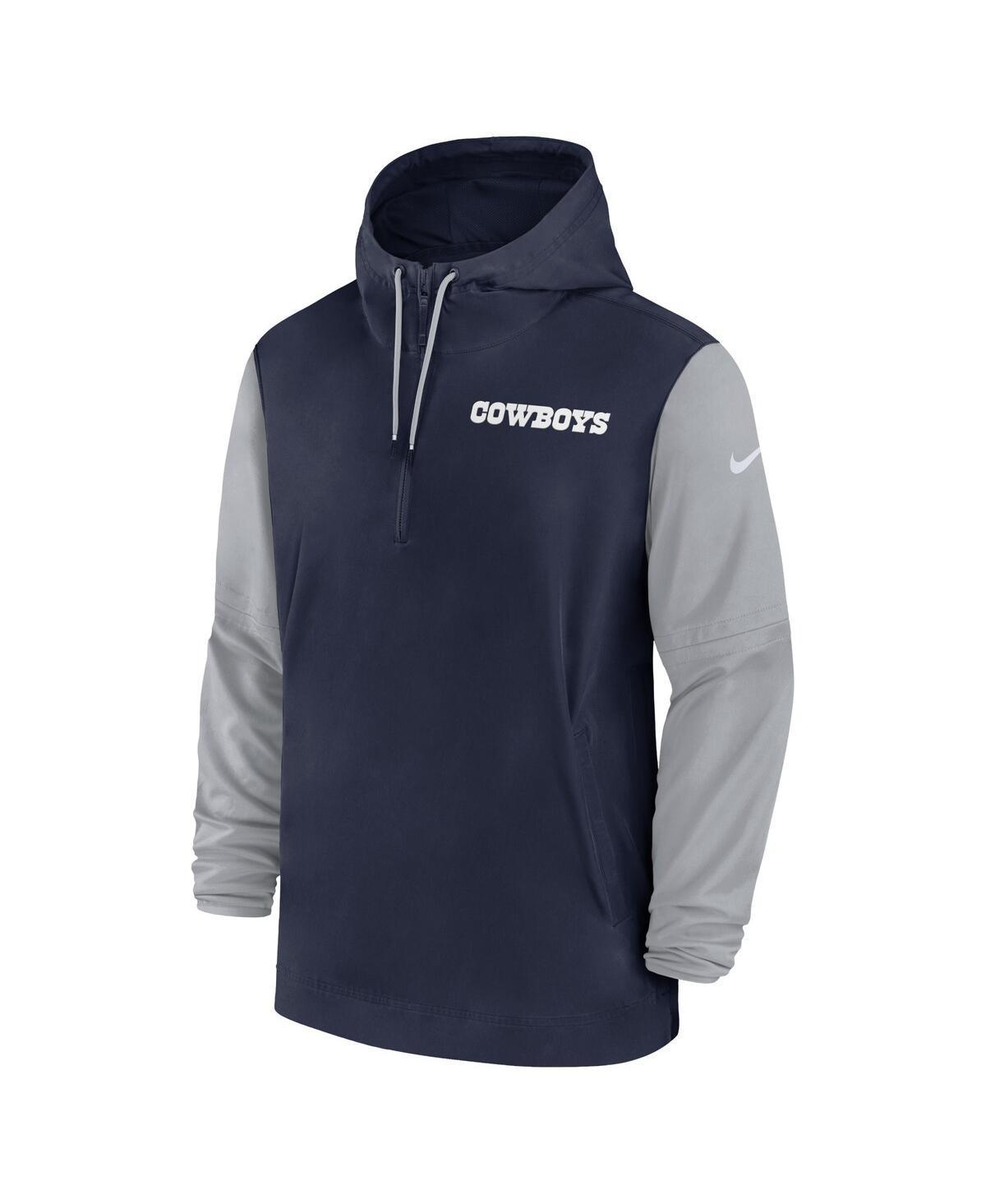 NIKE Dallas Cowboys Sideline Pre-game Player  Men's Nfl 1/2-zip Hooded Jacket In Blue Product Image