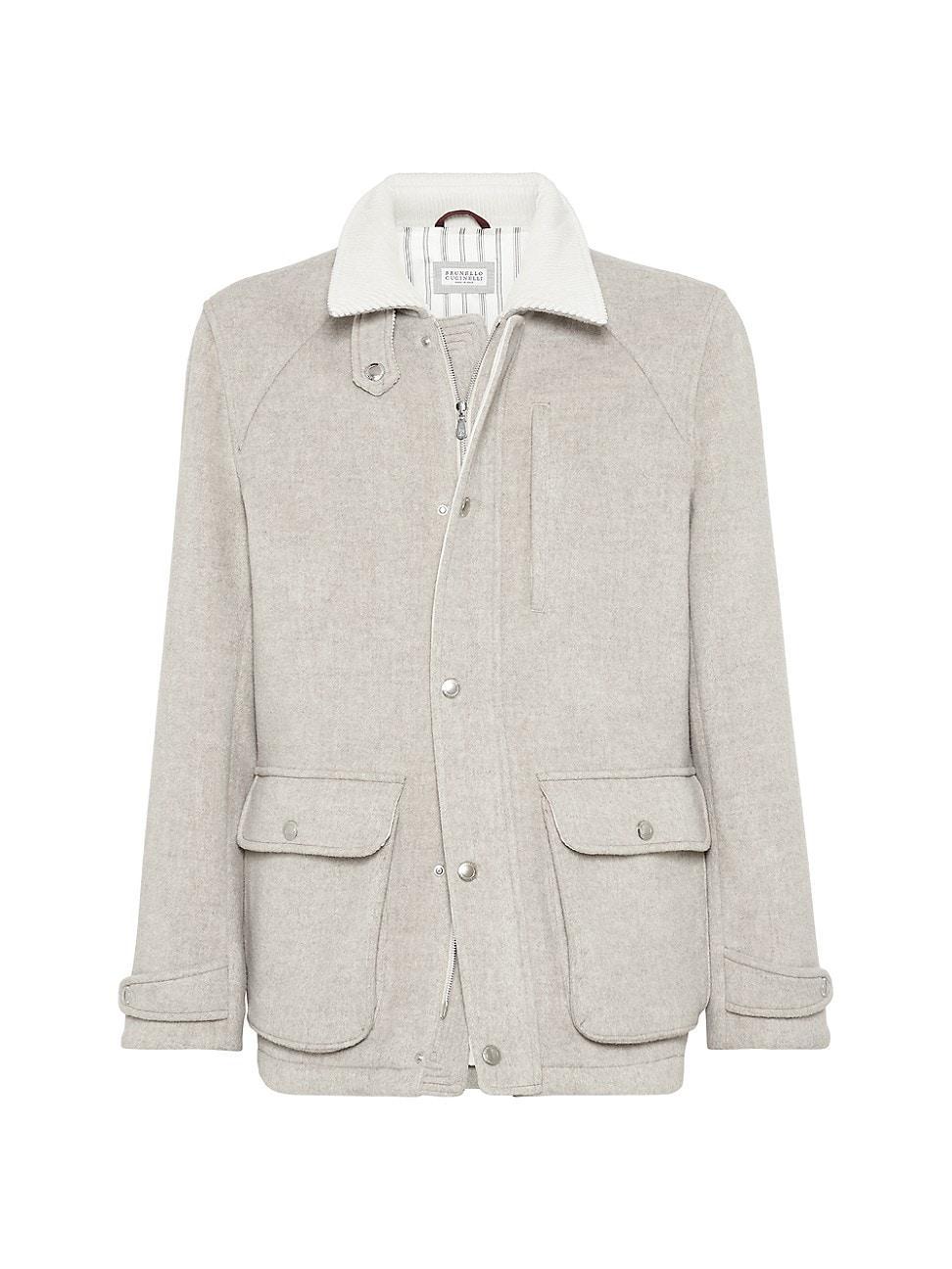 Mens Virgin Wool and Cashmere Double Cloth Field Jacket Product Image