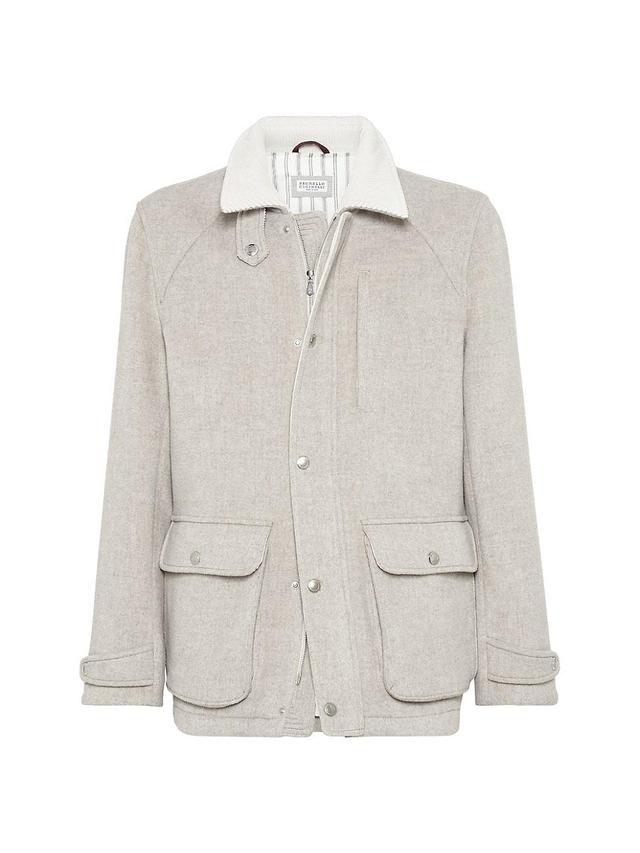 Mens Virgin Wool and Cashmere Double Cloth Field Jacket Product Image