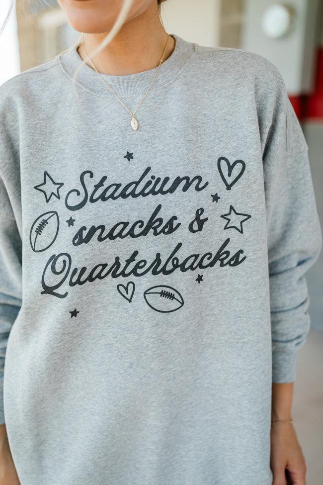 Stadium Snacks And Quarterbacks Light Grey Oversized Graphic Sweatshirt Product Image