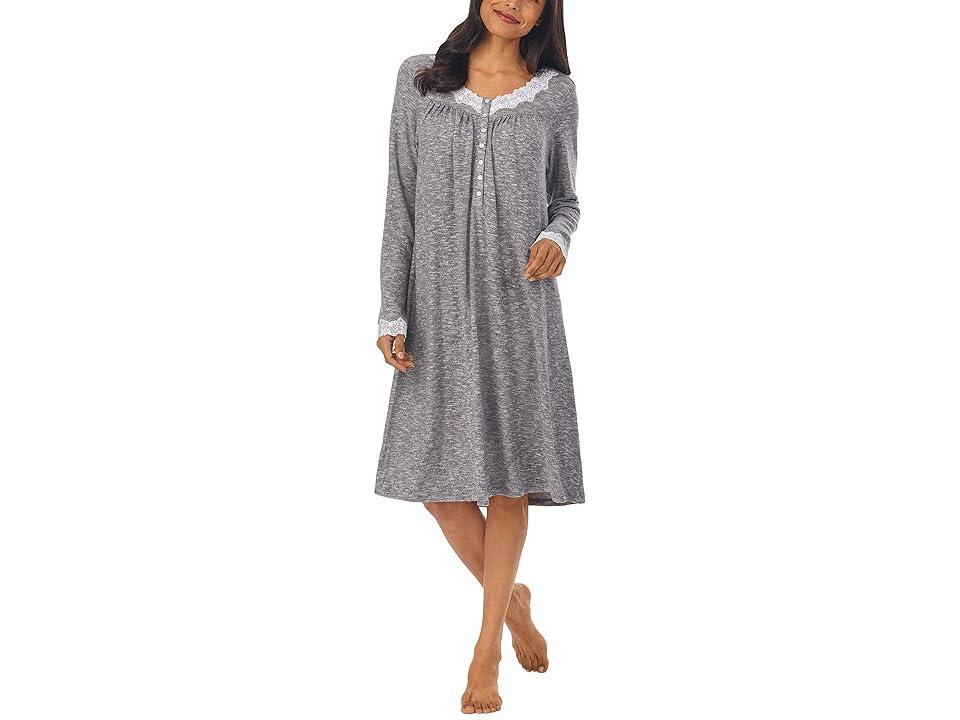 Eileen West 36 Sweater Knit Short Long Sleeve Nightgown (Charcoal Heather) Women's Pajama Product Image