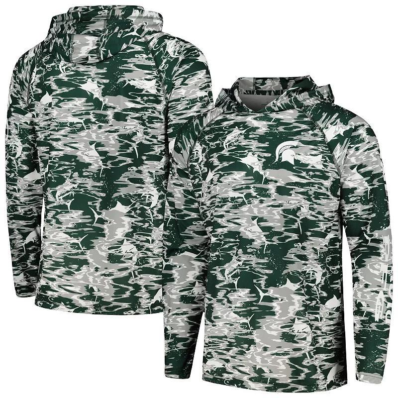 Mens Columbia Michigan State Spartans PFG Terminal Tackle Omni-Shade Rippled Long Sleeve Hooded T-Shirt Product Image