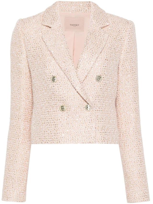 double-breasted bouclé blazer Product Image