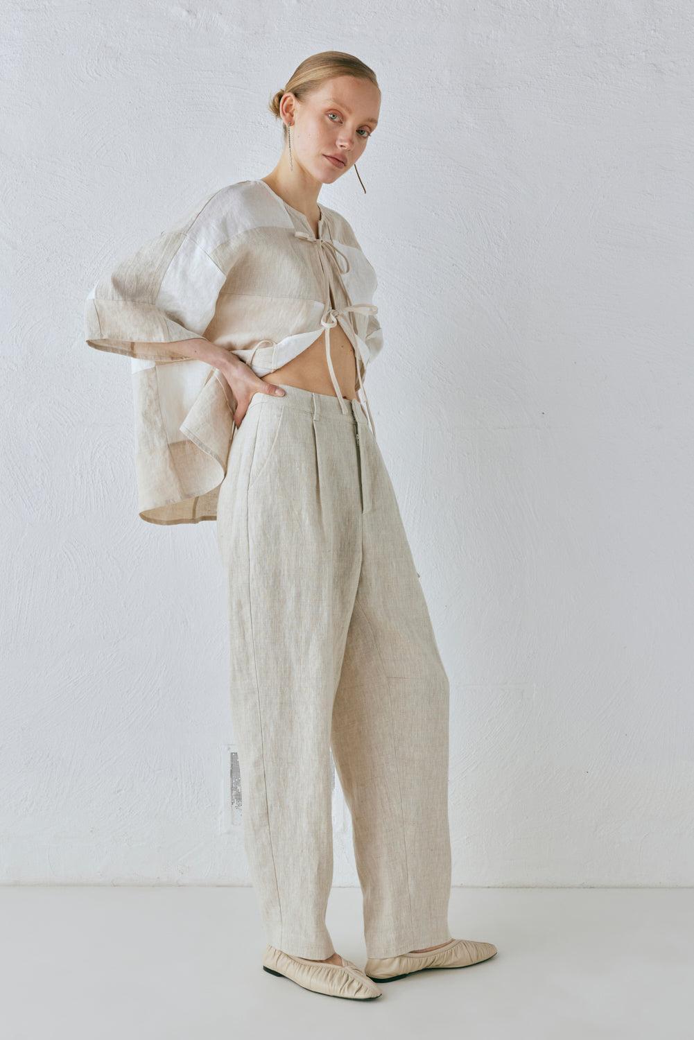 Goldie Linen Pants Oatmeal Product Image