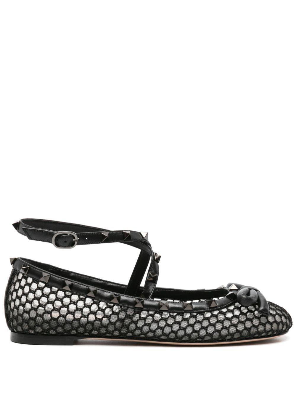 Black Rockstud Ballerina Flats Product Image