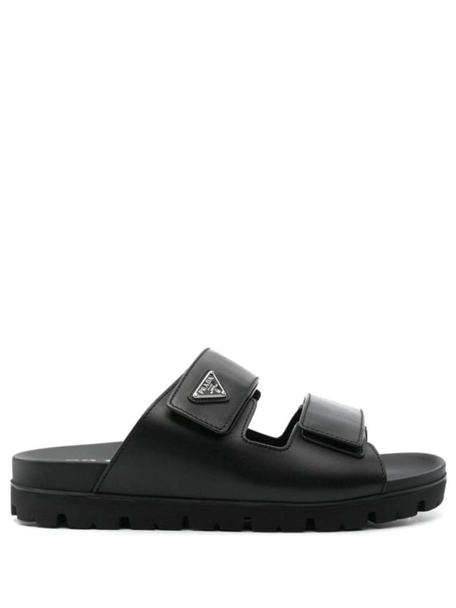 PRADA Leather Sandals In Black Product Image