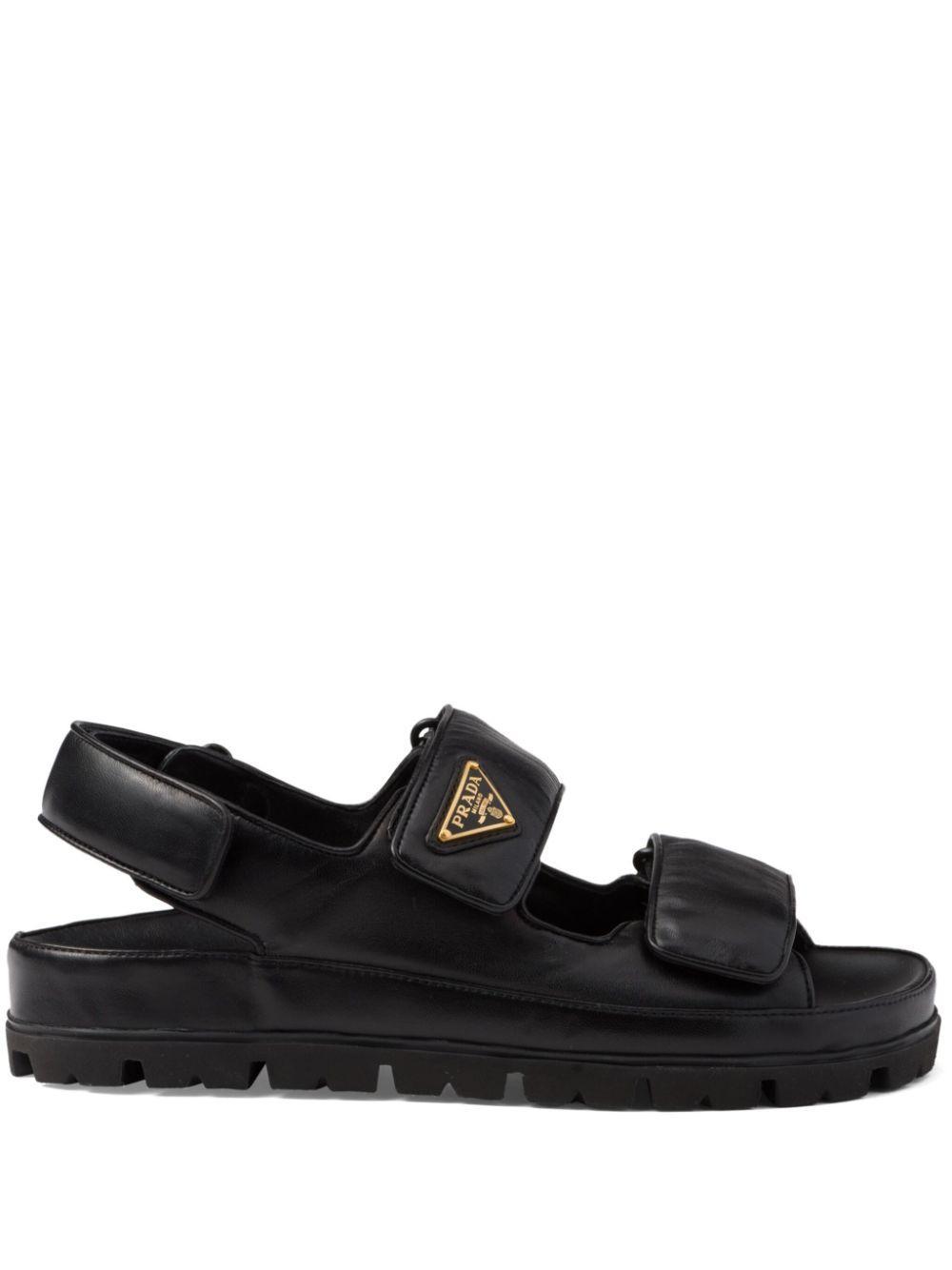 PRADA Flat Nappa Leather Sandals In Black Product Image