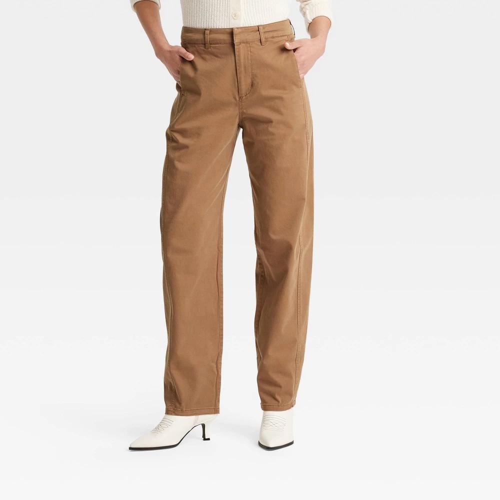 Womens High-Rise Curved Leg Chino Pants - Universal Thread Tan 2 Product Image