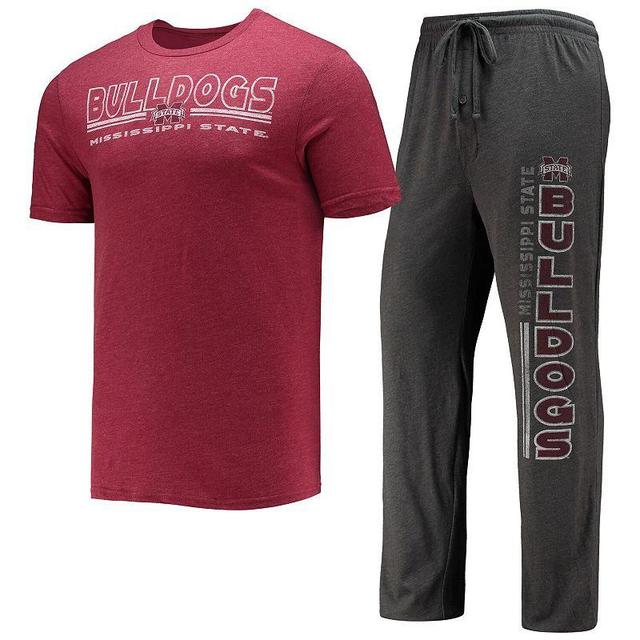 Mens Concepts Sport Heathered Charcoal/Maroon Mississippi State Bulldogs Meter T-Shirt & Pants Sleep Set Product Image