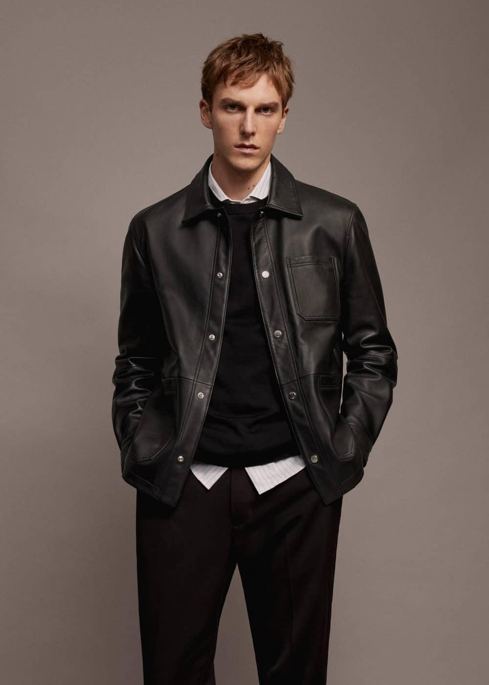 MANGO MAN - 100% nappa leather jacket blackMen Product Image