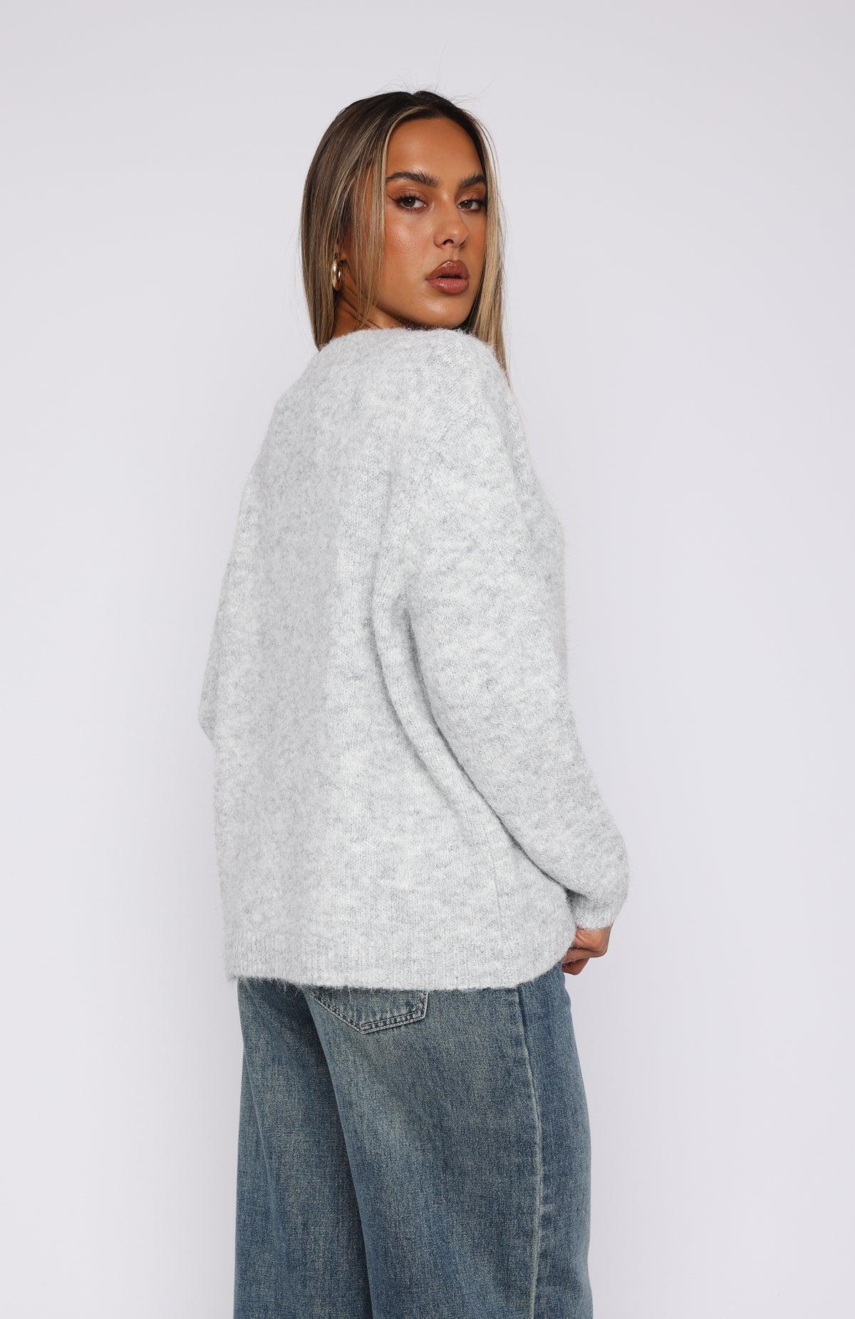 Don't Doubt It Oversized Sweater Light Grey Product Image