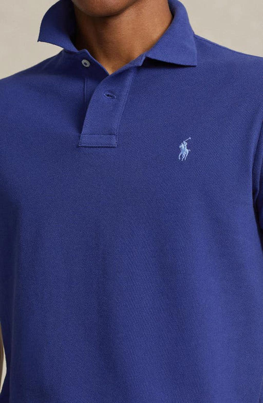 Cotton Mesh Custom Slim Fit Polo Shirt In Beach Royal Product Image