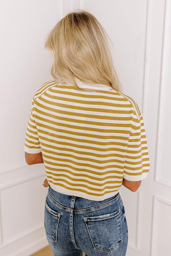 Front Porch Swinging Stripe Crop Top In Mustard Product Image