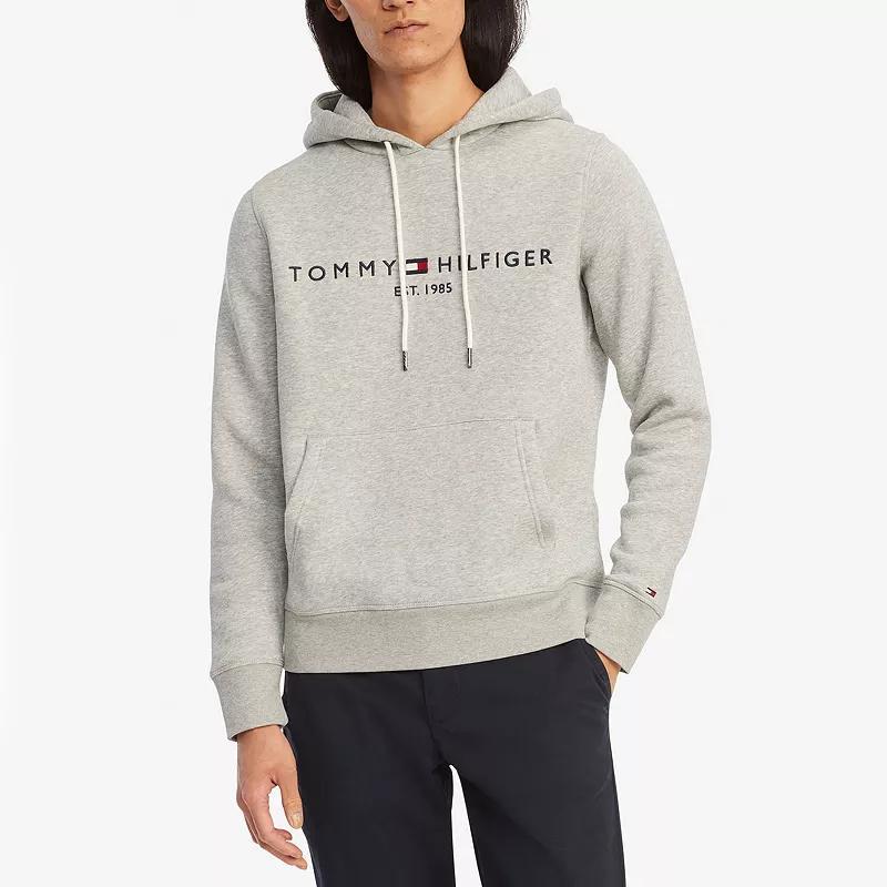 Mens Tommy Hilfiger Embroidered Logo Hoodie Cloud Grey Product Image