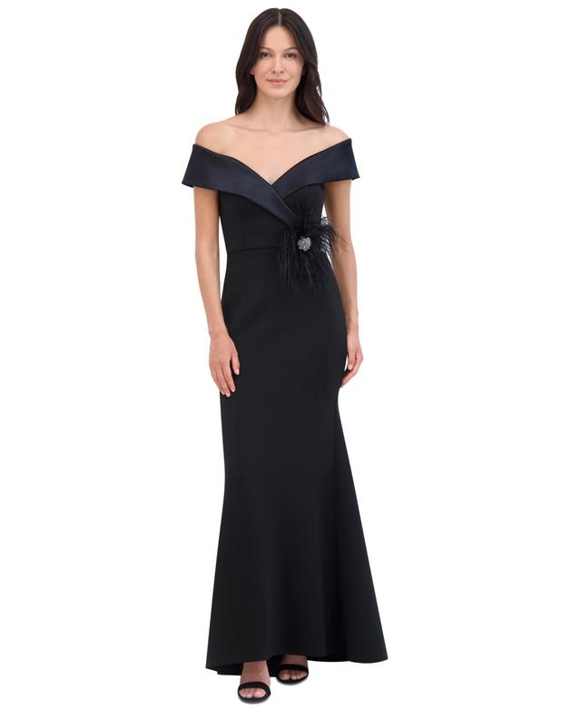 Eliza J Womens Off-The-Shoulder Crossover-Neck Gown Product Image