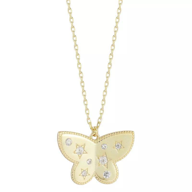 Sunkissed Sterling 14k Gold Over Silver Cubic Zirconia Butterfly Necklace, Womens Gold Tone Product Image