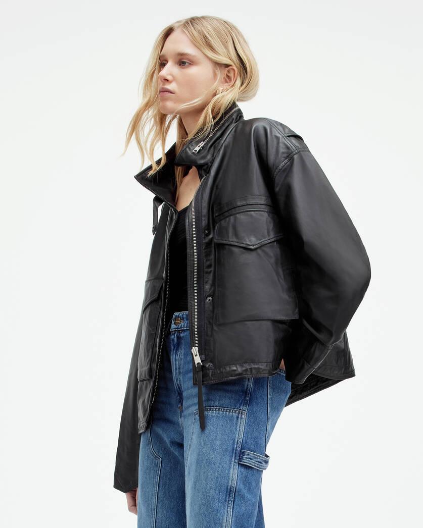 Clay Oversized Leather Jacket Product Image