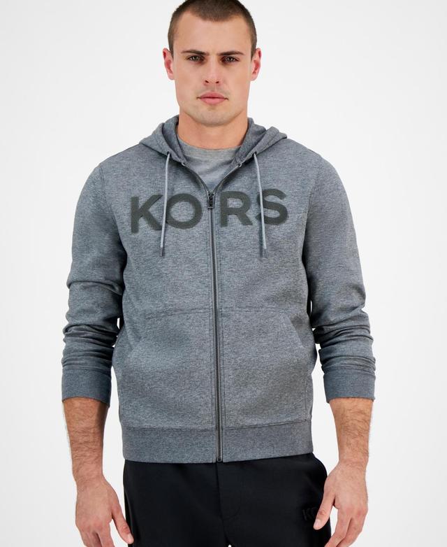 Michael Kors Mens Textured-Logo Zip Hoodie Product Image