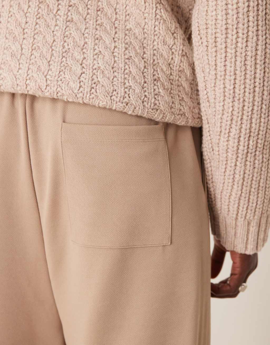 ASOS DESIGN super baggy crepe pants in beige Product Image