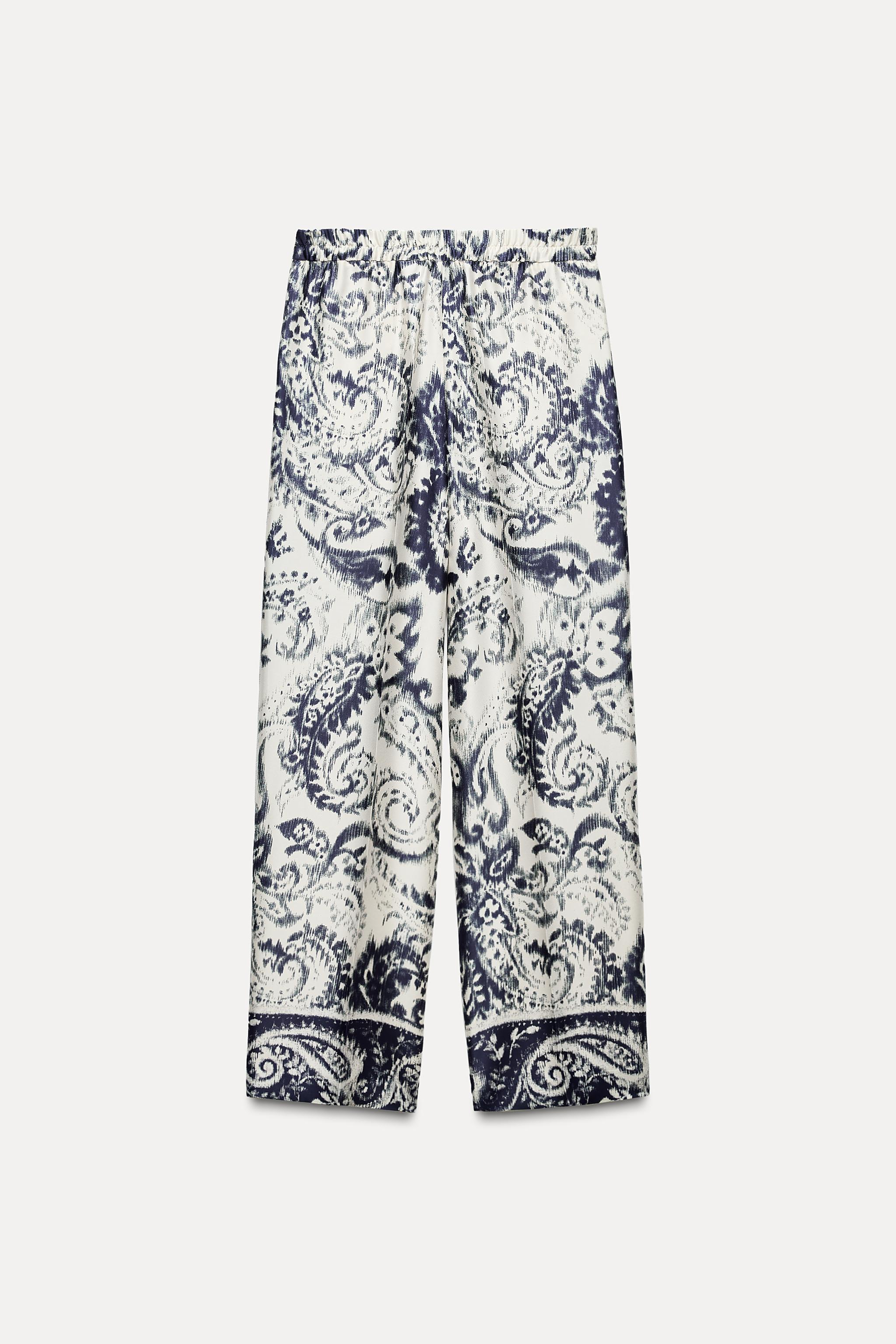 SATIN EFFECT PRINTED PANTS Product Image