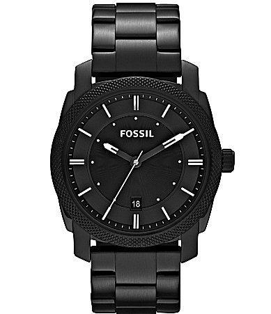 Fossil Mens Machine Black Tone Stainless Steel Bracelet Watch 42mm Product Image