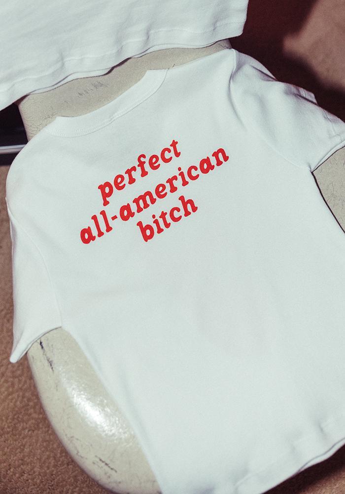 perfect all-american bitch crop t-shirt Female Product Image