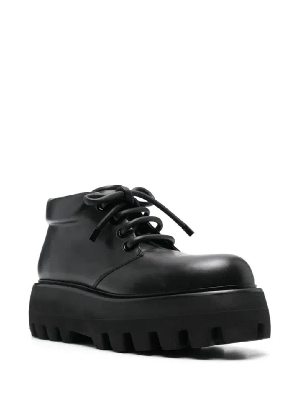 Leather Lace-up Shoes In Black Product Image