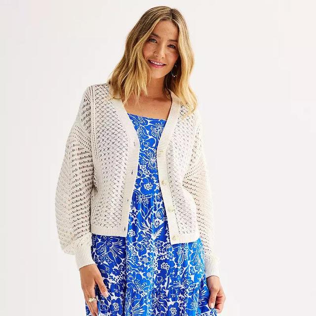 Womens Sonoma Goods For Life Button Front Crochet Cardigan Product Image