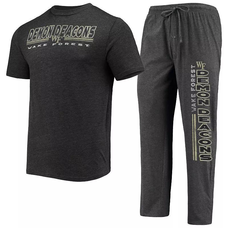 Mens Concepts Sport Heathered Charcoal/Black Wake Forest Demon Deacons Meter T-Shirt & Pants Sleep Set Product Image