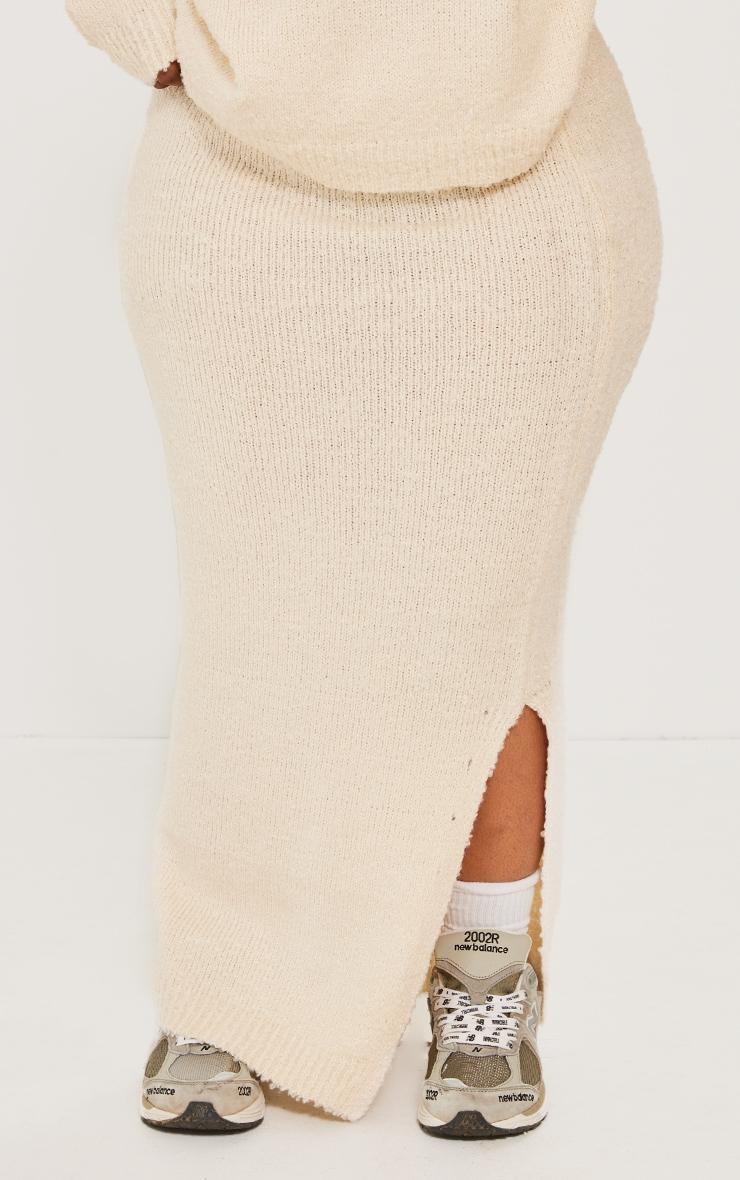 Plus Cream Soft Knit Boucle Maxi Skirt Product Image