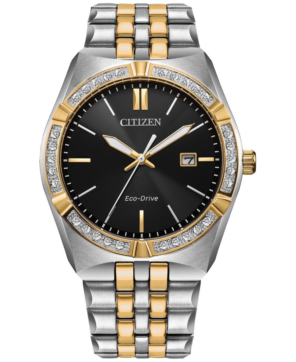 Citizen Mens Eco Drive Three Hand Two Tone Stainless Steel Bracelet Watch Product Image