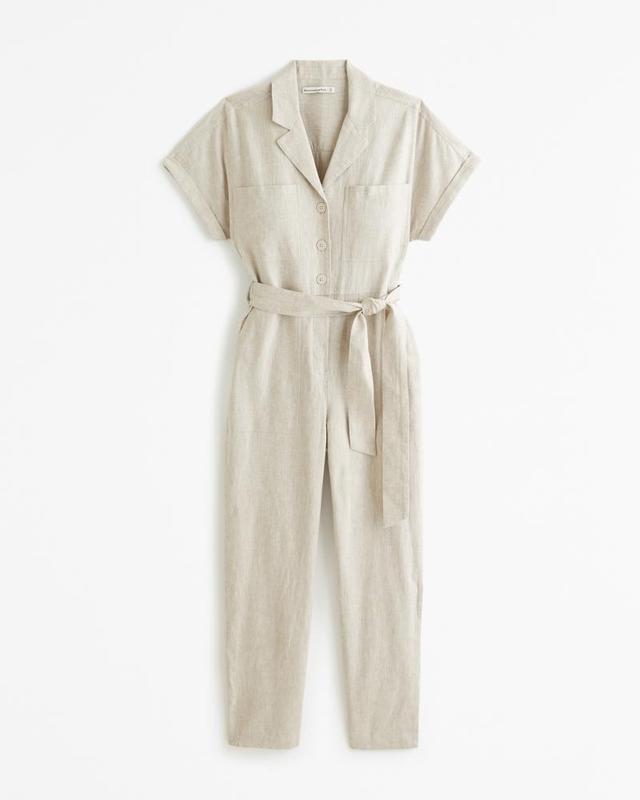 Linen-Blend Utility Jumpsuit Product Image