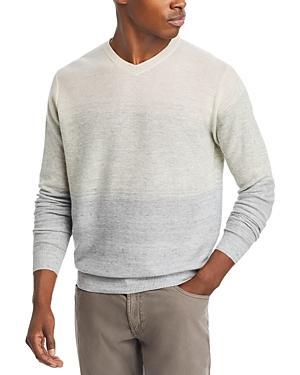 Peter Millar Crown Crafted Camden High V Neck Striped Sweater Product Image