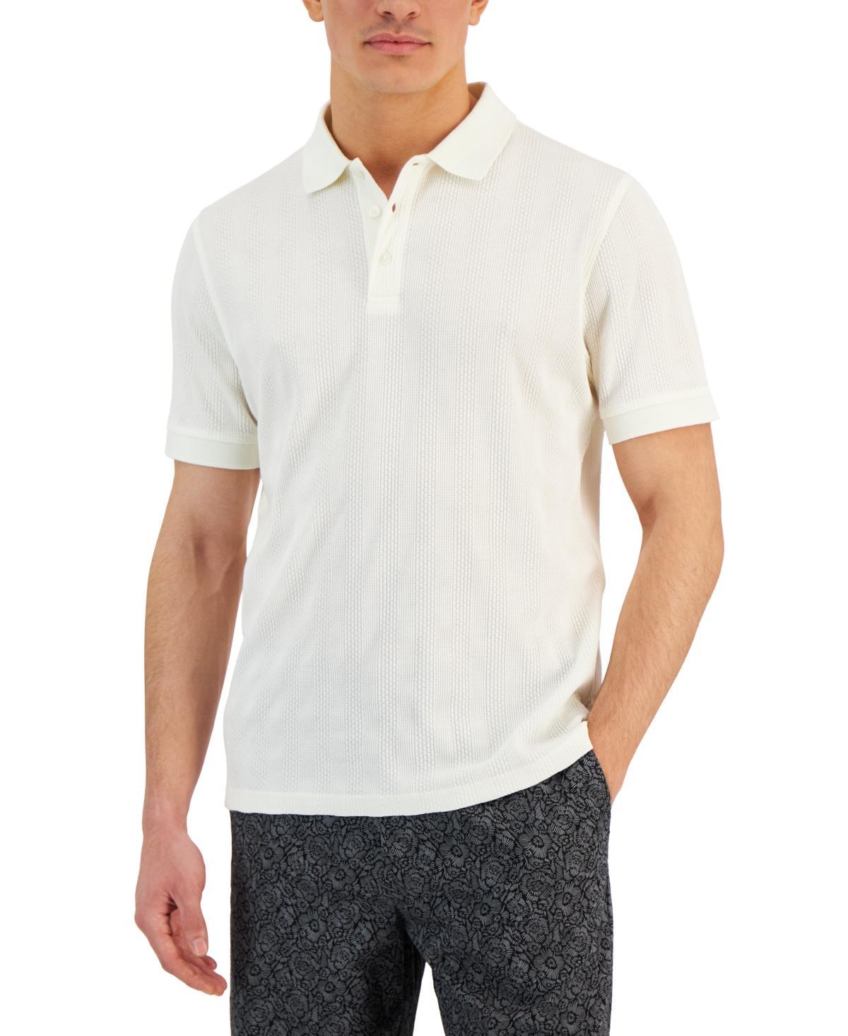 Alfani Mens Stretch Textured Stripe Jacquard Polo, Created for Macys Product Image