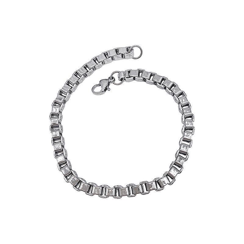 Adornia Mens Stainless Steel Box Chain Bracelet, Silver Tone Product Image