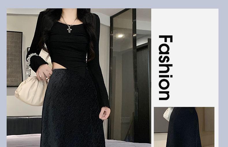 High Waist Plain Maxi Mermaid Skirt Product Image